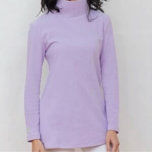 Dudley Stephens Cobble Hill Turtleneck in Terry Fleece-lavender. Size Medium